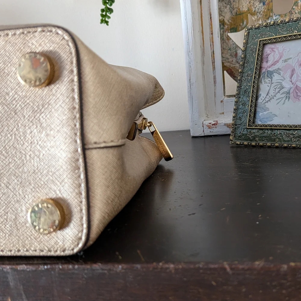 Michael Kors Savannah Metallic Saffiano Leather Satchel NEW - Picture 8 of 16